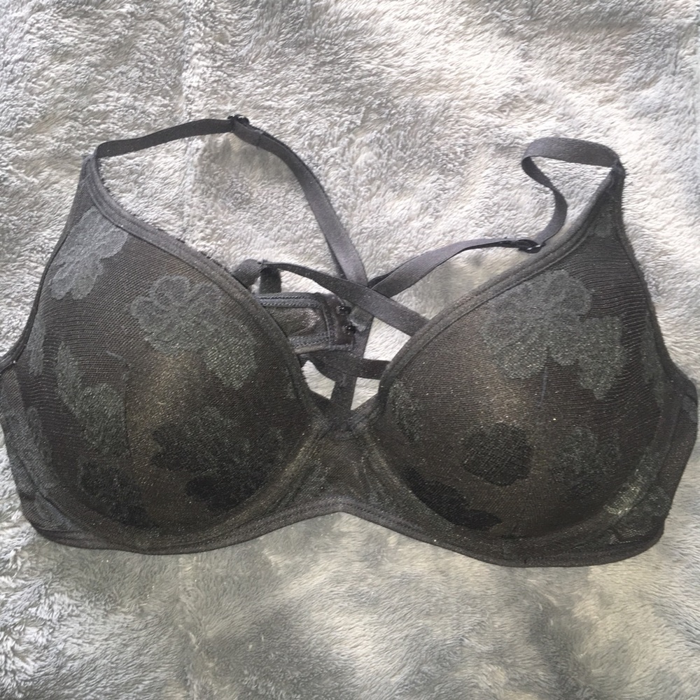 Black Floral Bra
